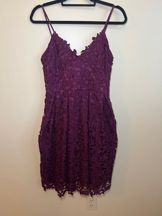 love...ady Dresses & Skirts - Love…ady Purple Floral Lace Fit & Flare Dress Medium Spaghetti Strap